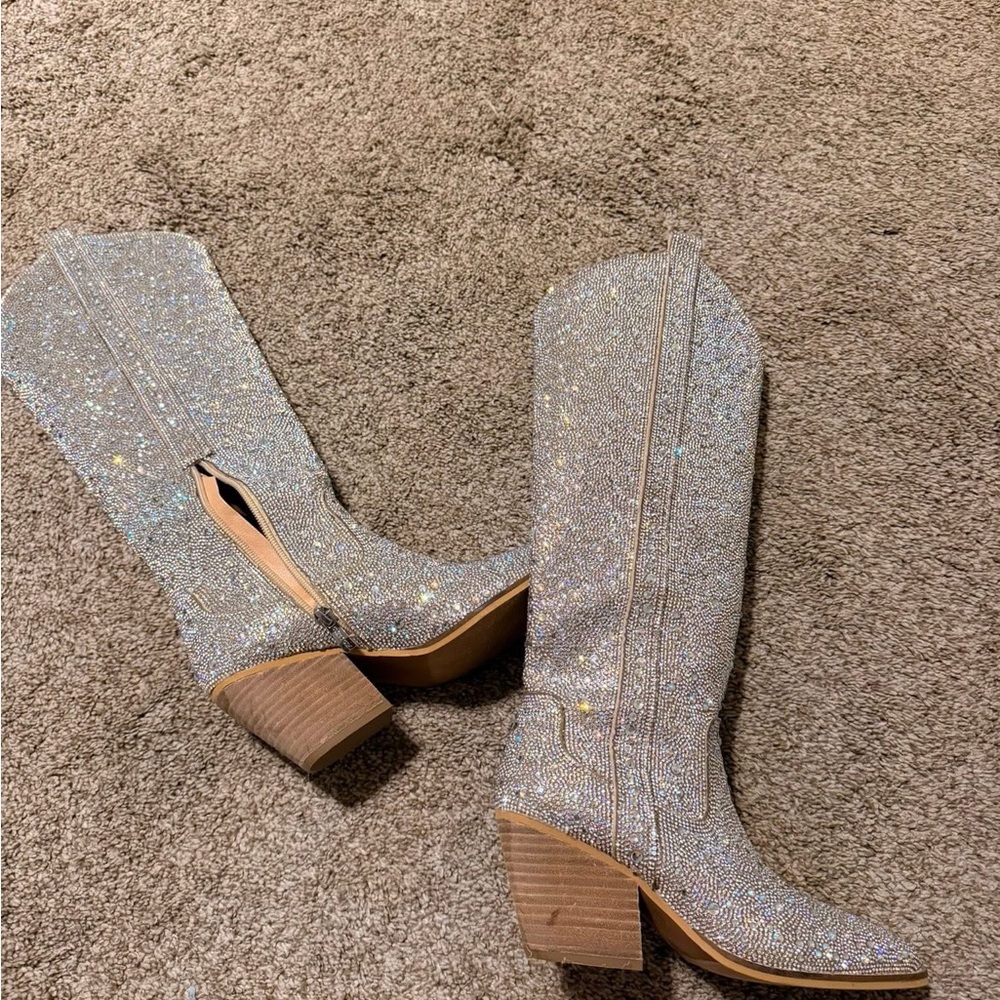 Elegant Silver Knee-High Boots